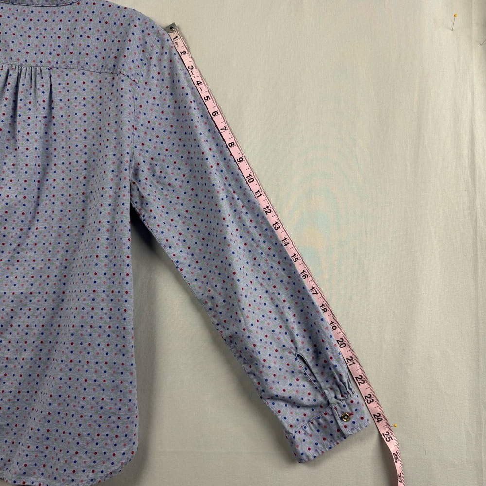 Talbots Top Womens Large Popover Ruffled Polka Dot Cotton Casual Cottage core - Picture 9 of 11